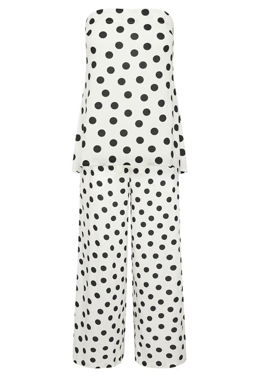 PixieGirl Petite Women's Set White Polka Dot Bandeau Top & Wide Leg Trousers | PixieGirl 8