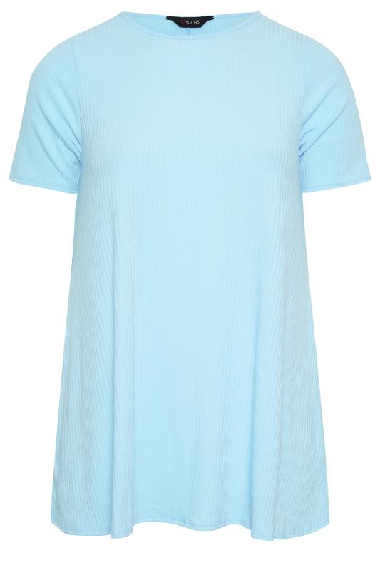 YOURS Plus Size Light Blue Ribbed T-Shirt | Yours Clothing 5