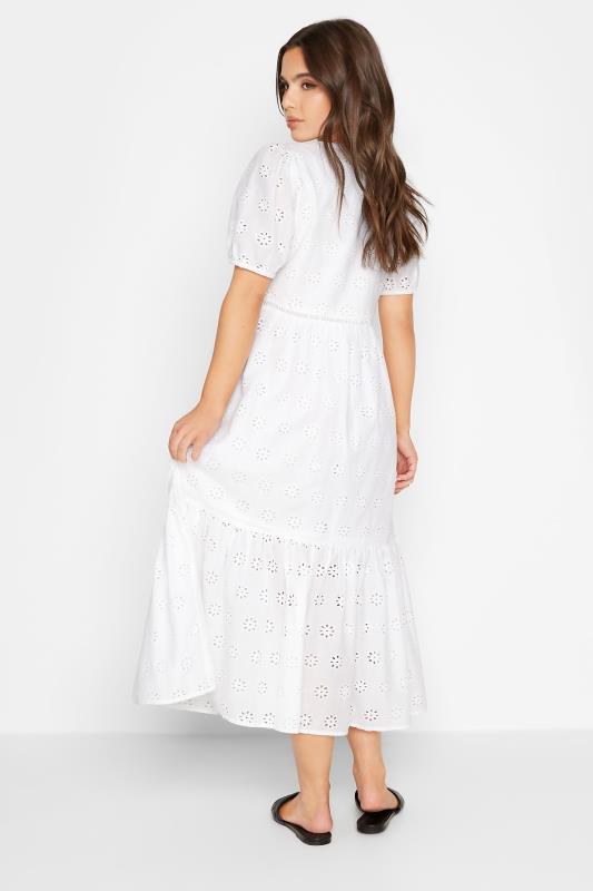 Petite White Broderie Short Sleeve Maxi Dress | PixieGirl 3