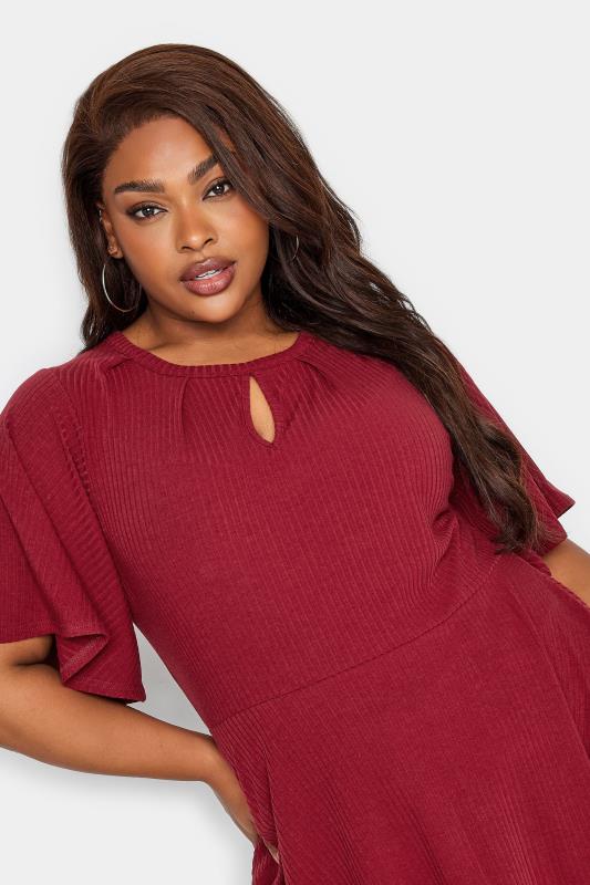YOURS Plus Size Red Keyhole Peplum Top | Yours Clothing 4