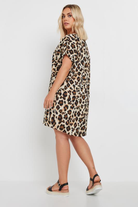YOURS Plus Size Natural Brown Leopard Print Tunic Dress | Yours Clothing 3