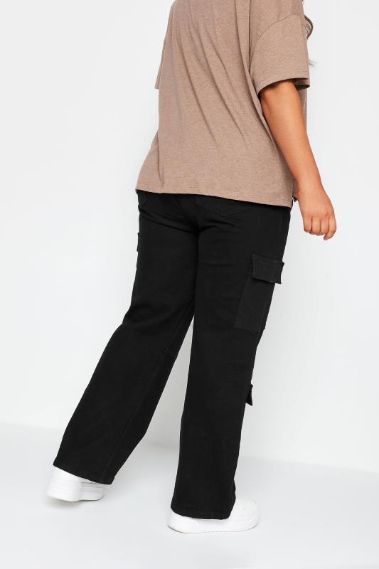 YOURS Curve Plus Size Black Wide Leg Pocket Cargo Trousers | Yours Clothing  5