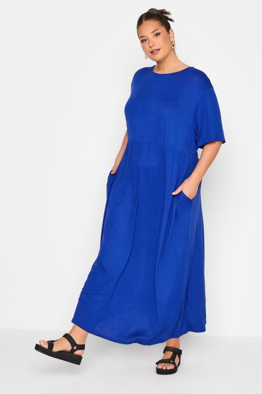 LIMITED COLLECTION Curve Cobalt Blue Throw On Maxi Dress 1