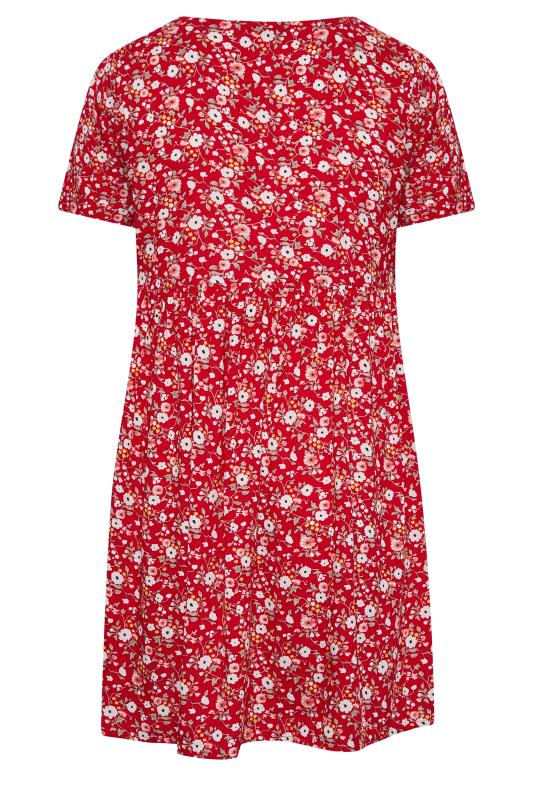 YOURS Plus Size Red Floral Print Button Through Dress | Yours Clothing 7