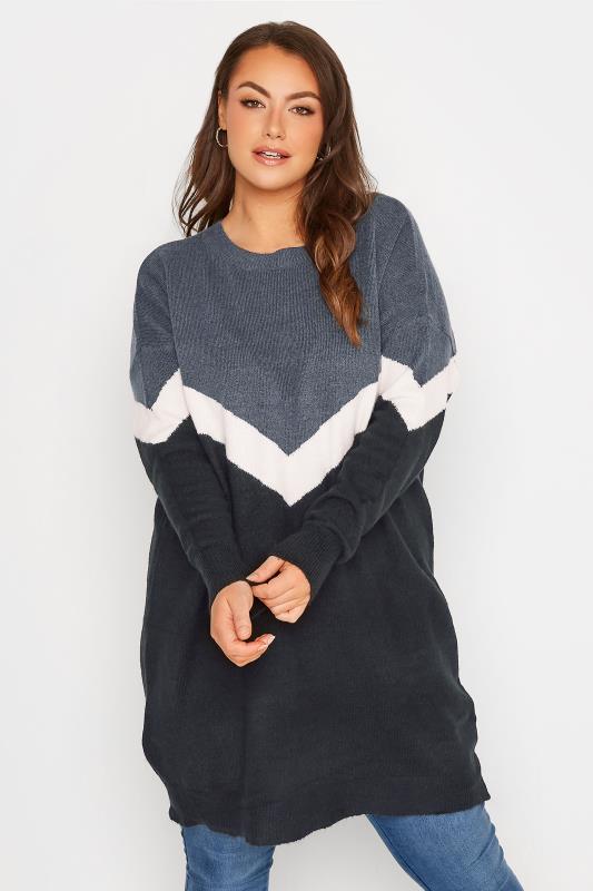YOURS FOR GOOD Plus Size Blue Oversized Recycled Jumper | Yours Clothing 1