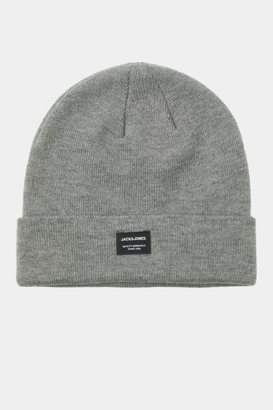 JACK & JONES Big & Tall Grey Logo Beanie | BadRhino 2