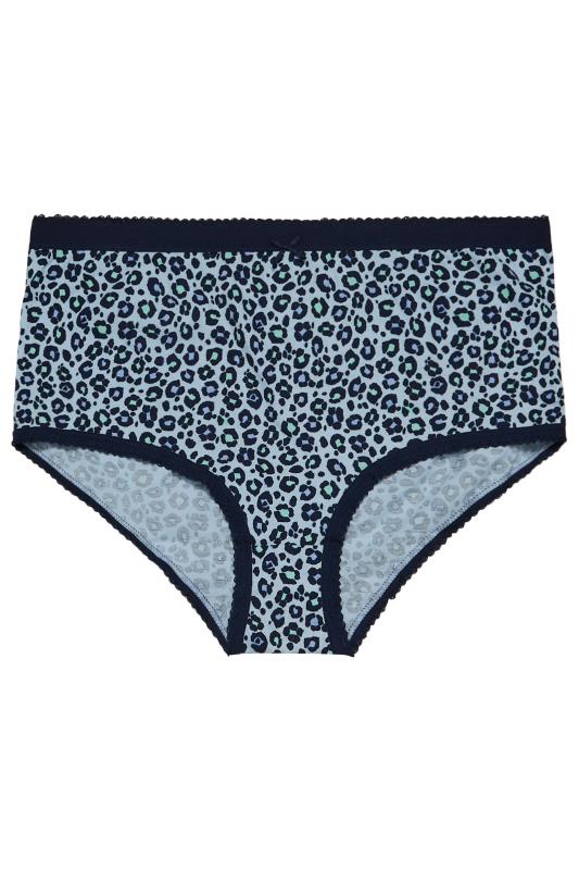 YOURS Curve Plus Size 5 PACK Blue Leopard Print Full Briefs | Yours Clothing  7