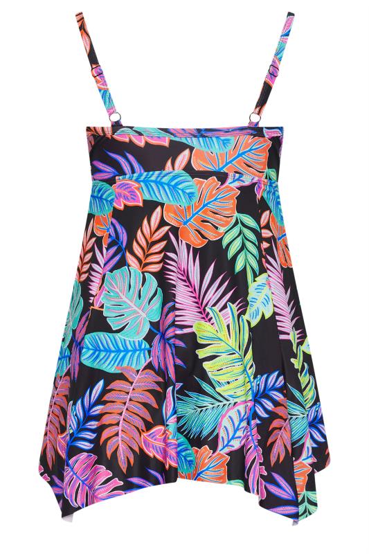 YOURS Plus Size Black Tropical Print Tummy Control Swimdress | Yours Clothing 9