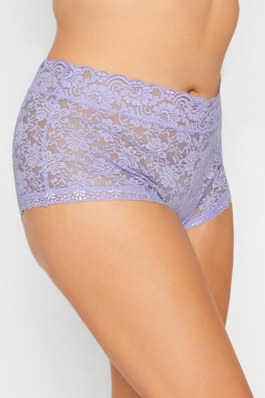YOURS Curve Purple Floral Lace Shorts | Yours Clothing  1