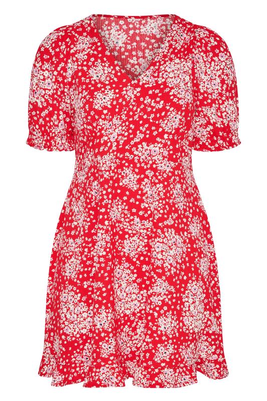 YOURS LONDON Plus Size Red Floral Tea Dress | Yours Clothing 6