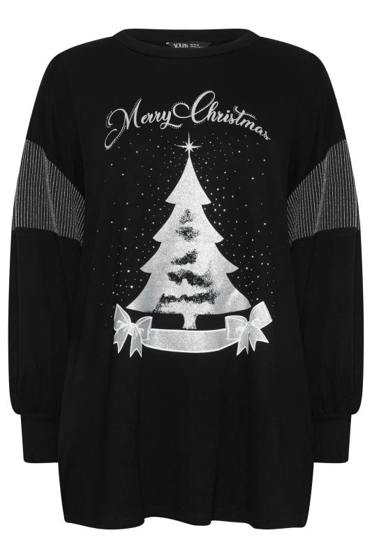 YOURS LUXURY Plus Size Black & Silver 'Merry Christmas' Soft Touch Sweatshirt | Yours Clothing 5