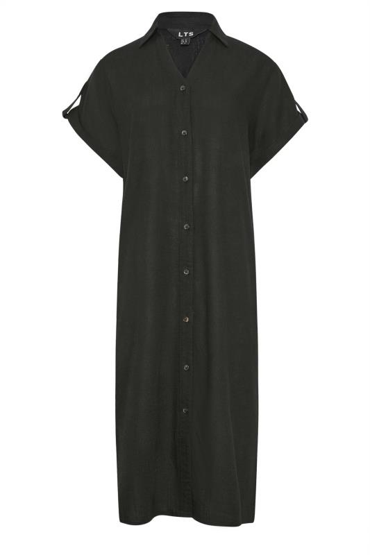 LTS Tall Womens Black Linen Button Through Shirt Dress | Long Tall Sally 5
