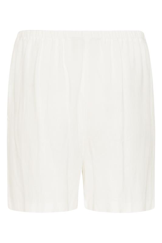 LTS Tall White Linen Blend Shorts 5