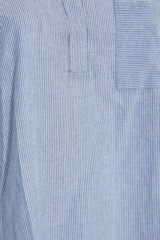 Plus Size Blue Stripe Placket Shirt | Yours Clothing 6