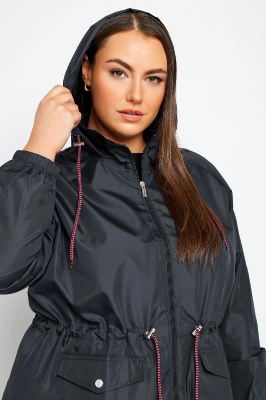 YOURS Plus Size Navy Blue Drawstring Lightweight Parka Jacket | Yours Clothing 4