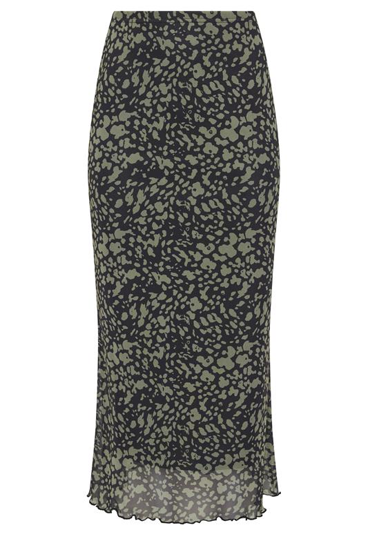 M&Co Khaki Green Abstract Print Mesh Maxi Skirt | M&Co 5