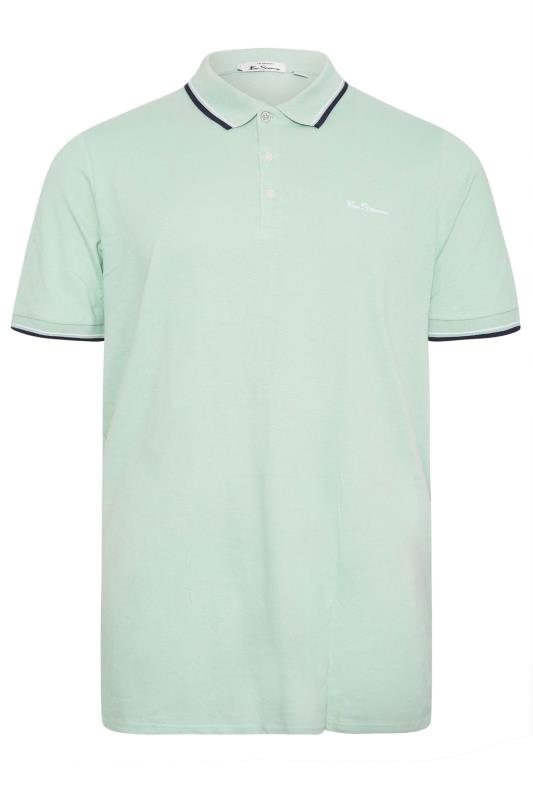 BEN SHERMAN Big & Tall Mint Green Tipped Polo Shirt 3