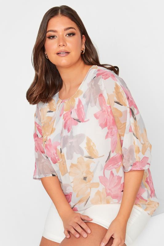 YOURS Curve Plus Size White Floral Blouse | Yours Clothing  5