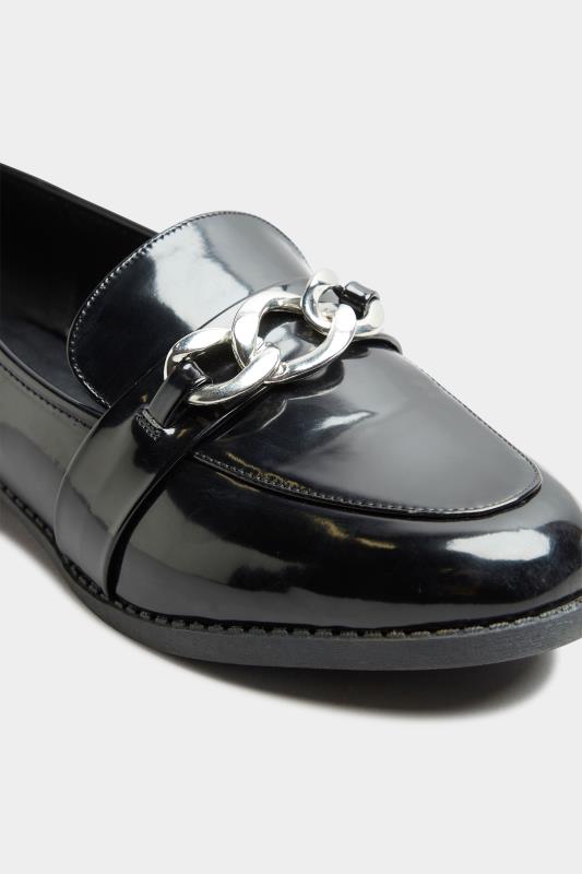 LIMITED COLLECTON Black Patent Chain Loafers In Extra Wide EEE Fit 5