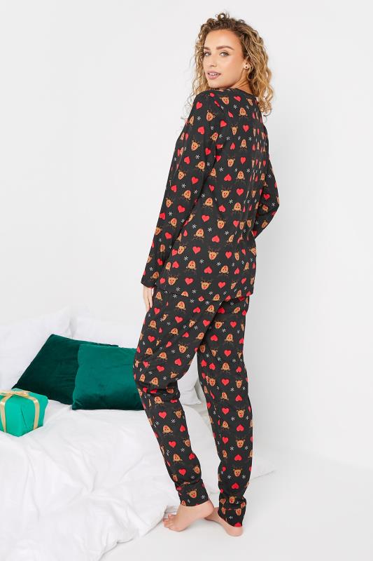 LTS Tall Women's Black Rudolph Print Christmas Pyjama Set | Long Tall Sally 3