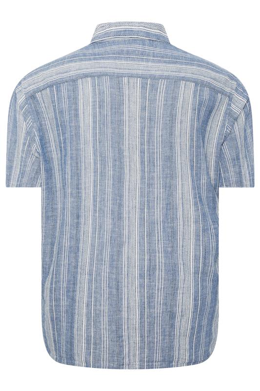 JACK & JONES Big & Tall Navy Blue Linen Blend Resort Shirt | BadRhino 4
