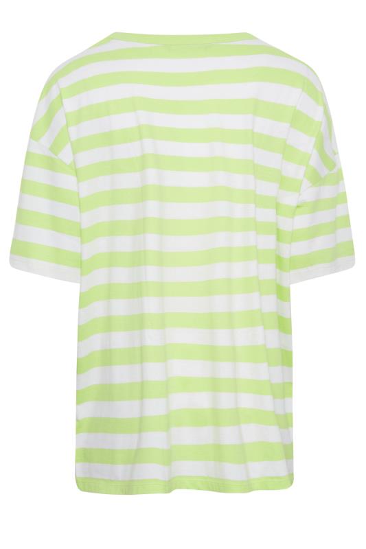 YOURS Plus Size Curve Lime Green Stripe Oversized Boxy T-Shirt | Yours Clothing  7