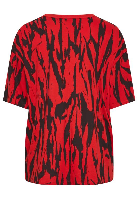 YOURS Curve Plus Size Red Abstract Print T-Shirt | Yours Clothing  8
