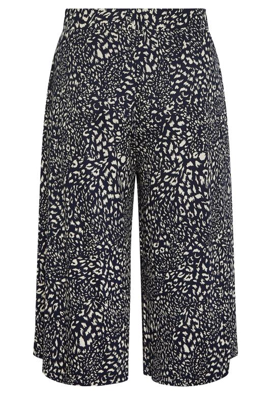 YOURS Curve Navy Blue Animal Culottes | Yours Clothing 5