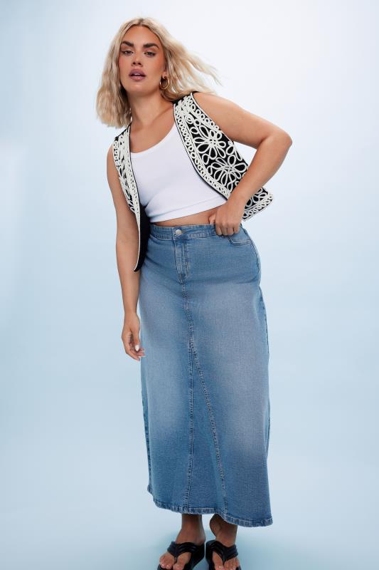 YOURS Plus Size Blue Denim Maxi Skirt | Yours Clothing 1