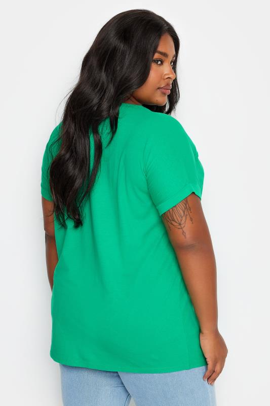 YOURS Plus Size Bright Green Cut Out T-Shirt | Yours Clothing 3