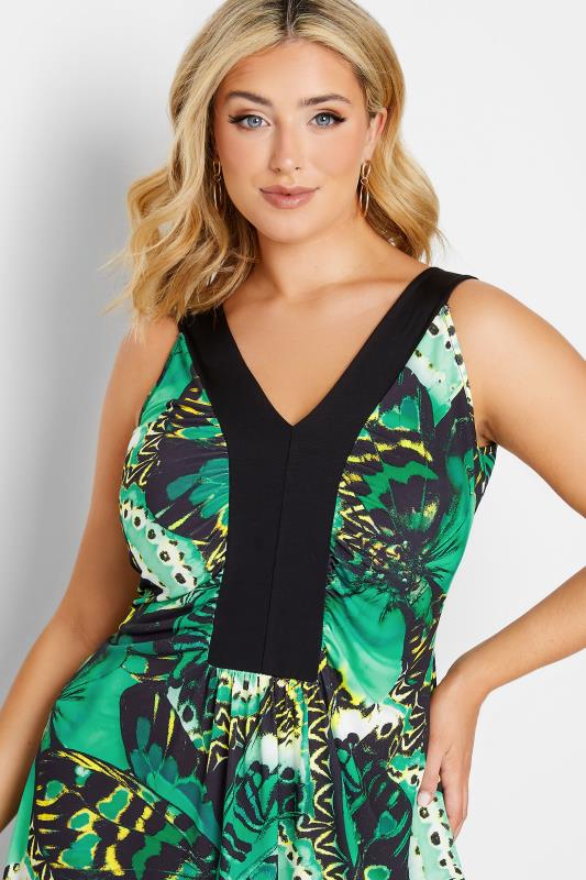 YOURS LONDON Plus Size Green Butterfly Print Maxi Dress | Yours Clothing