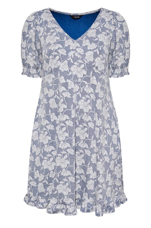 Plus Size Blue Floral V-Neck Midi Dress | Yours Clothing 6