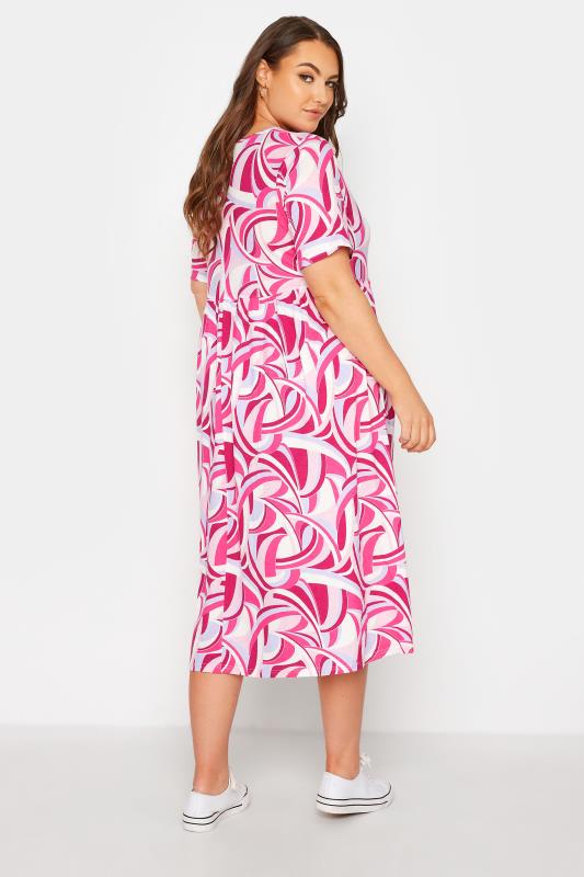 LIMITED COLLECTION Curve Pink Abstract Print Midaxi Smock Dress 3