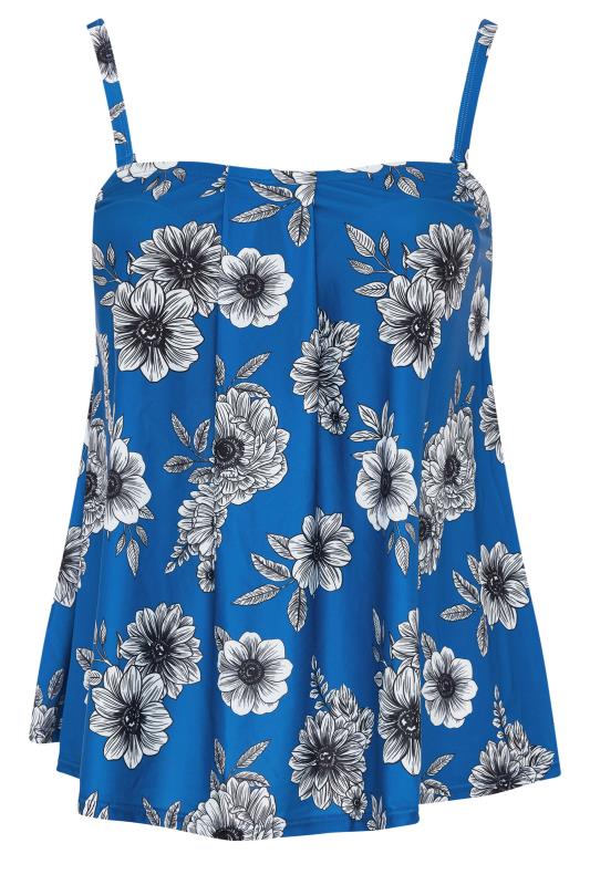 YOURS Plus Size Blue Floral Print Pleated Tankini | Yours Clothing 10