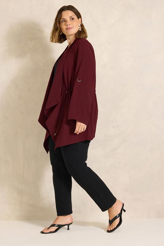 EVANS Plus Size Berry Red Lightweight Waterfall Jacket | Evans 1