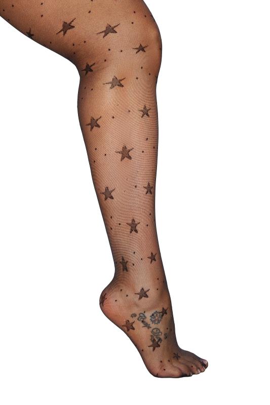 Plus Size Black Star Polka Dot Pattern Tights | Yours Clothing 3