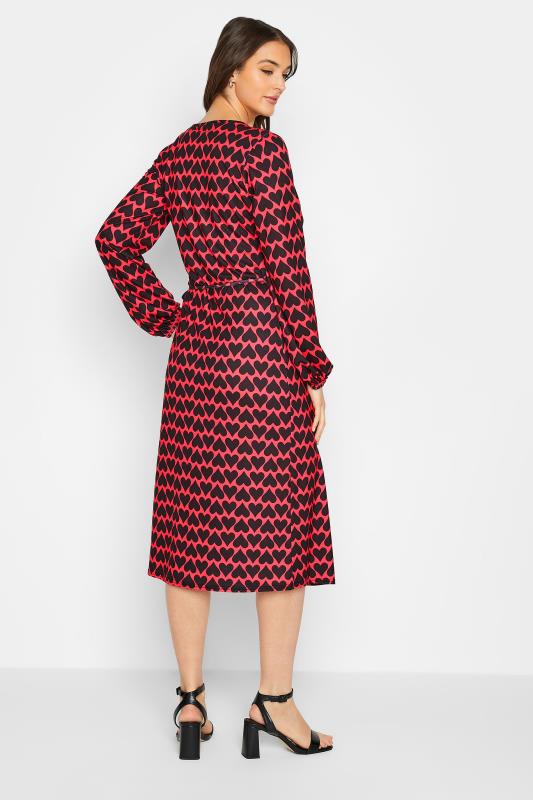 LTS Tall Red & Black Heart Print Midi Wrap Dress | Long Tall Sally  3