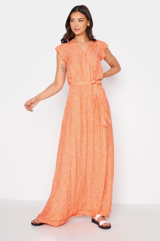 LTS Tall Orange Ditsy Print Maxi Dress_A.jpg
