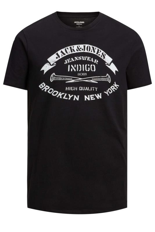 JACK & JONES Big & Tall Black 'Brooklyn New York' Slogan T-Shirt | BadRhino  2