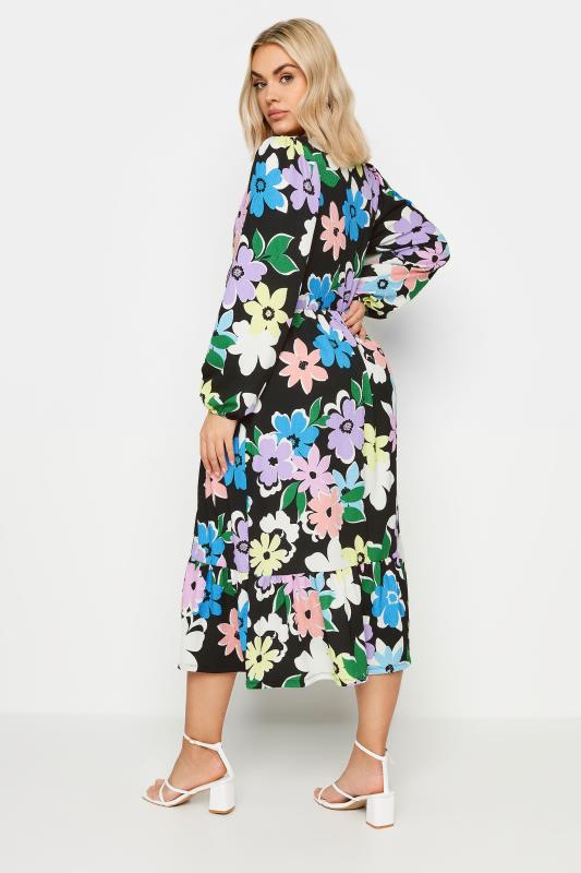 LIMITED COLLECTION Plus Size Black Floral Print Textured Wrap Dress | Yours Clothing 4