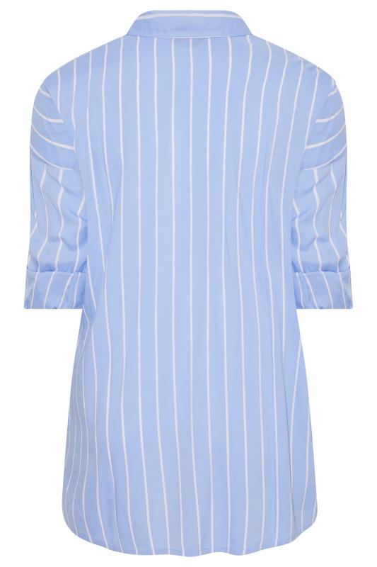 Plus Size Blue Stripe Oversized Shirt | Yours Clothing  7