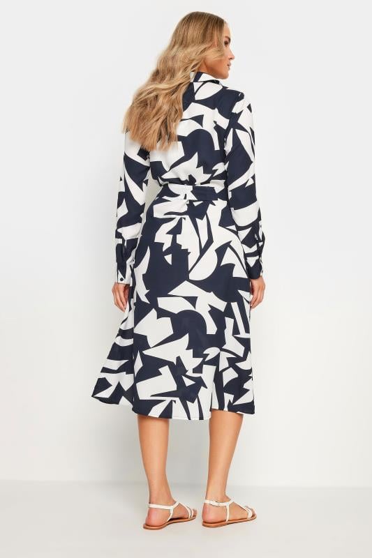 LTS Tall Women's Navy Blue Abstract Print Midi Shirt Dress | Long Tall Sally  3