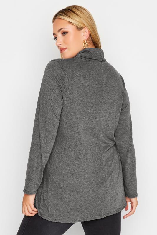 LIMITED COLLECTION Curve Charcoal Grey Long Sleeve Turtle Neck Top | Yours Clothing 3