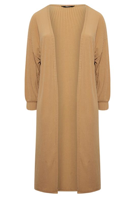 Plus Size LIMITED COLLECTION Beige Brown Ribbed Maxi Cardigan | Yours Clothing 7