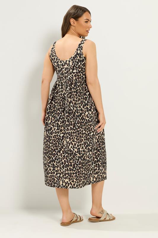 YOURS Plus Size Brown Leopard Sleeveless Midi Dress | Yours Clothing 2
