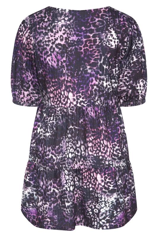 LIMITED COLLECTION Curve Purple Animal Print Tiered Tunic Top 7