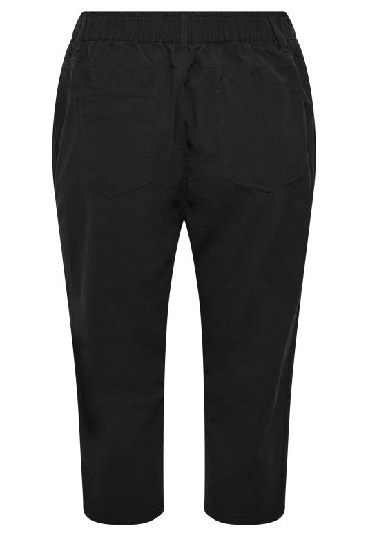 YOURS Plus Size Black Cool Cotton Cropped Joggers | Yours Clothing 7