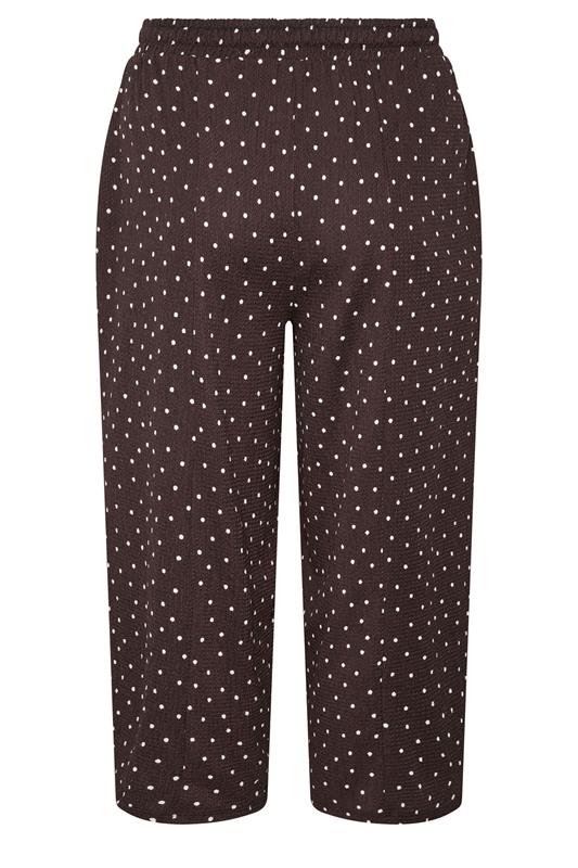 YOURS Plus Size Chocolate Brown Polka Dot Barrel Trousers | Yours Clothing 5