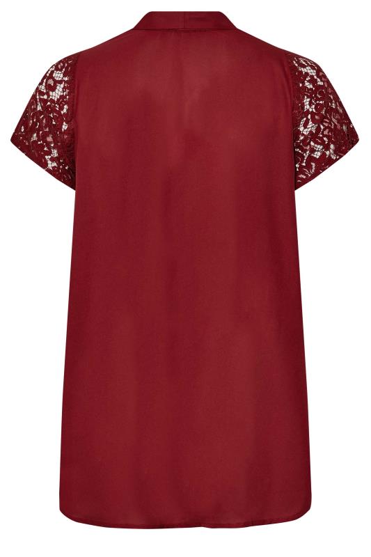 LIMITED COLLECTION Plus Size Wine Red Lace Insert Blouse | Yours Clothing 7