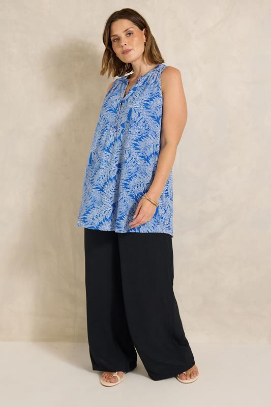  EVANS Chemise bleu cobalt à imprimé palmiers